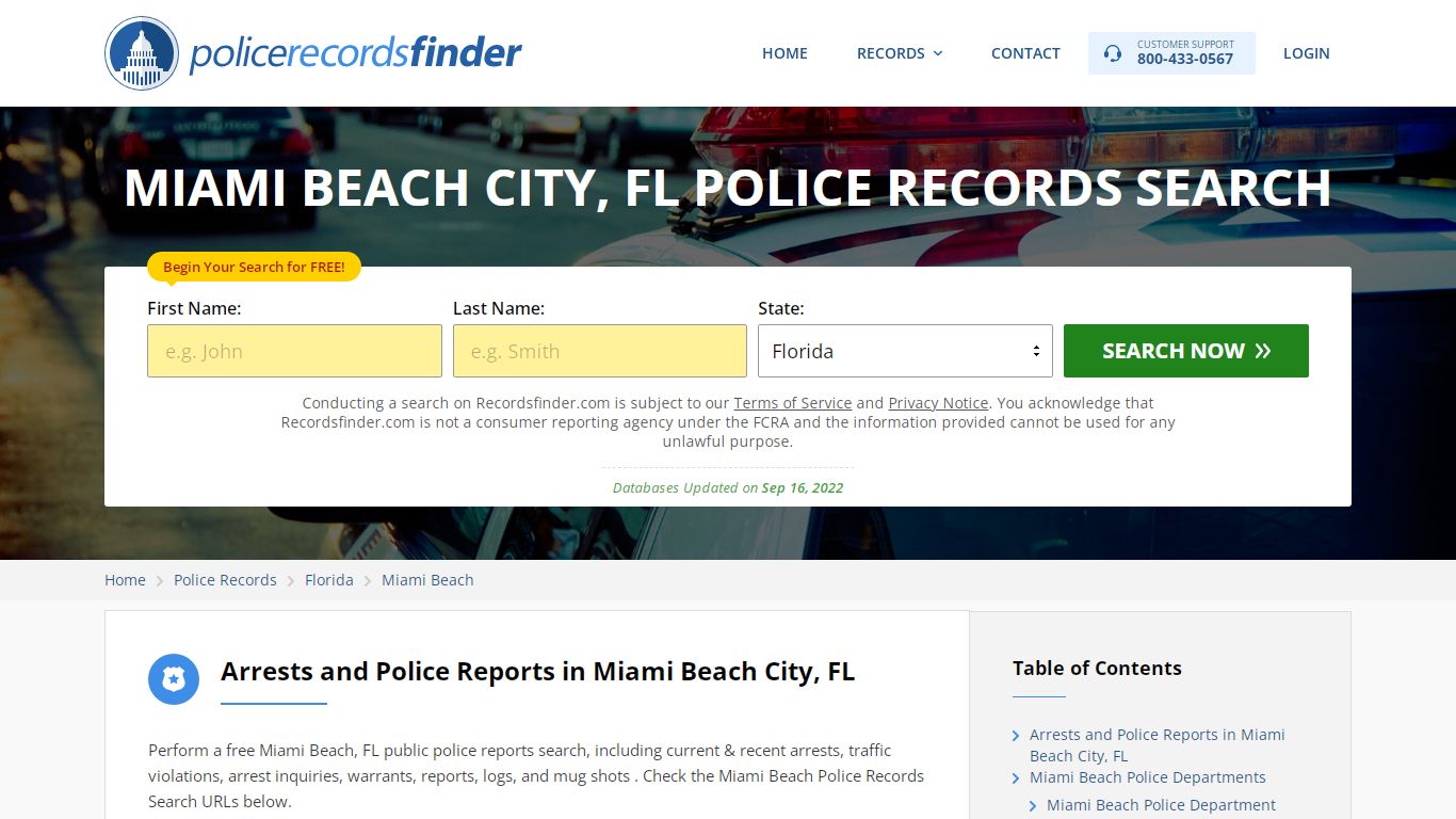 MIAMI BEACH CITY, FL POLICE RECORDS SEARCH